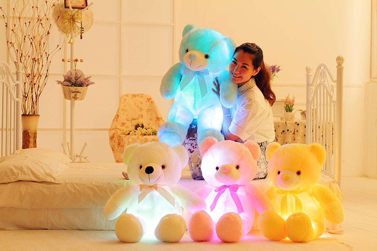 Creative Light up LED Teddy Bear Stuffed Animals Plush Toy Colorful Glowing Christmas Gift for Kids Pillow