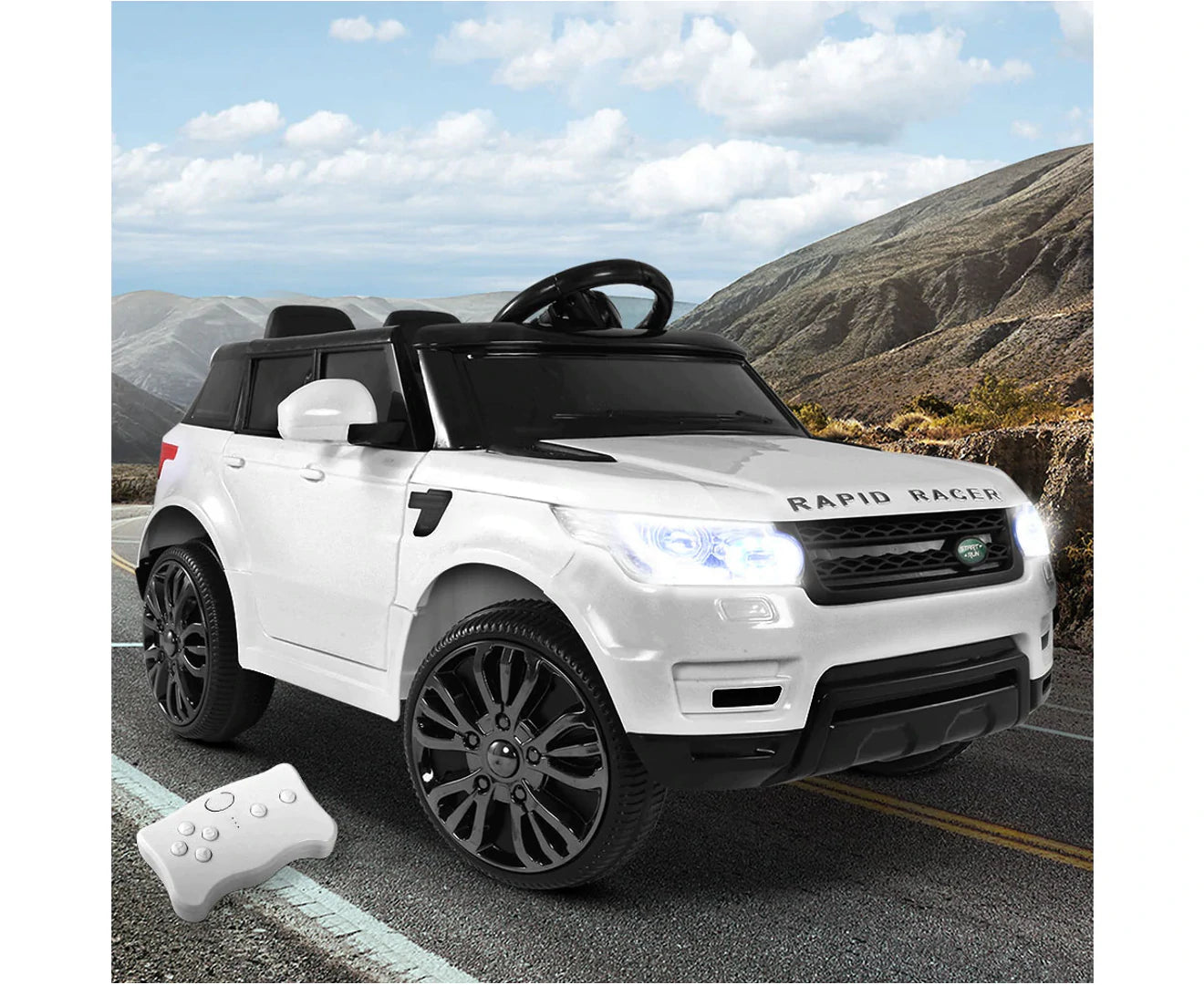 "Luxury Kids Electric Ride-On SUV - Remote-Controlled 12V Range Rover-Inspired Car in Classic White"