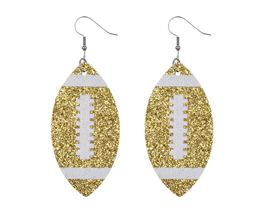 Women Dangle Earrings Football Shape Glitter Jewelry Shiny Bright Color Hook Earrings for Daily Wear-Golden - Golden