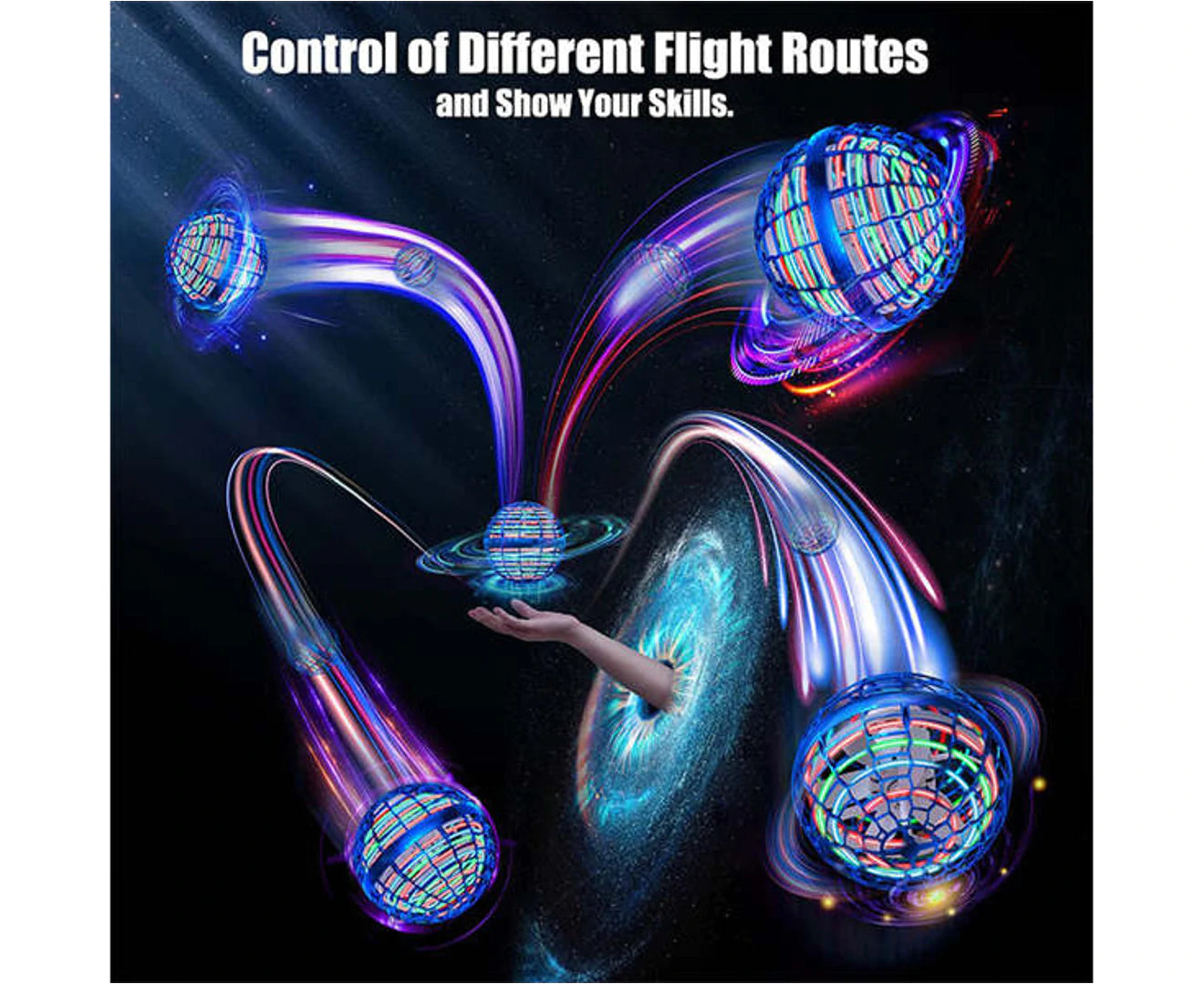 "Dynamic RGB Light Magic Flying Toy Ball - 2 Packs, Drop Resistant, Fun for All Ages - Blue"