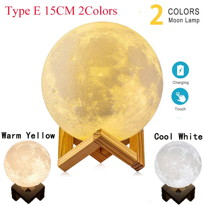 "ZK30 Floating 3D LED Levitating Moon Lamp with Magnetic Base - 3 Enchanting Colors!"