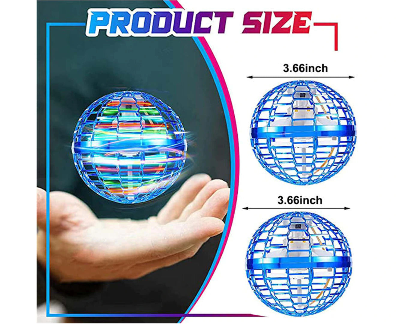 "Dynamic RGB Light Magic Flying Toy Ball - 2 Packs, Drop Resistant, Fun for All Ages - Blue"