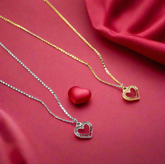 Heart Mixed Color Diamente Pendant Necklace